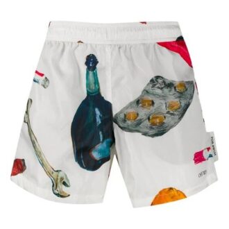 Shorts décontracté à appliqués pour homme, blanc