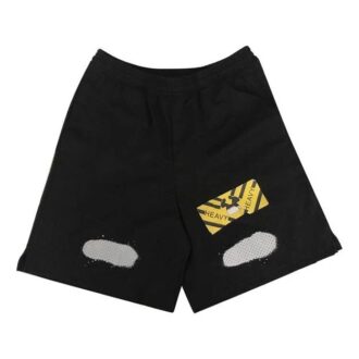 Shorts décontracté avec imprimé alphabétique, noir