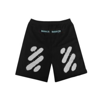Shorts décontracté avec imprimé alphabétique, noir