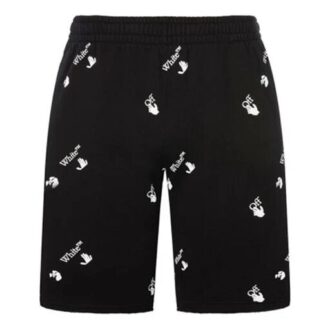Shorts décontracté en coton imprimé intégral de lettres de l’alphabet FW21, version noire Shorts décontracté en coton imprimé intégral de lettres de l’alphabet FW21, version noire
