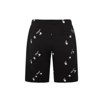 Shorts décontracté en coton imprimé intégral de lettres de l’alphabet FW21, version noire Shorts décontracté en coton imprimé intégral de lettres de l’alphabet FW21, version noire