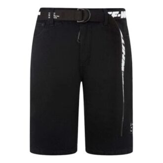 Shorts décontracté FW21 avec ceinture à motif alphabétique, version noire Shorts décontracté FW21 avec ceinture à motif alphabétique, version noire