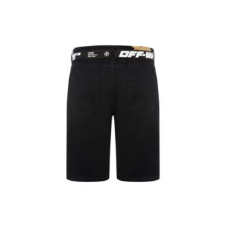Shorts décontracté FW21 avec ceinture à motif alphabétique, version noire Shorts décontracté FW21 avec ceinture à motif alphabétique, version noire