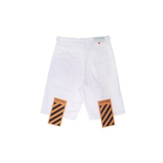 Shorts décontractés en coton avec logo imprimé, blanc Shorts décontractés en coton avec logo imprimé, blanc