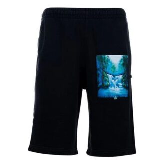 Shorts décontractés à imprimé peint, version standard, noir Shorts décontractés à imprimé peint, version standard, noir