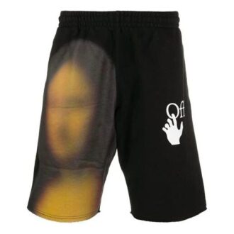 Shorts de sport avec applique Mona Lisa pour homme, noir