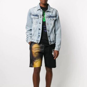 Shorts de sport avec applique Mona Lisa pour homme, noir