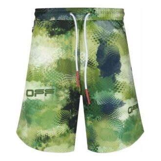 Shorts de sport en tricot à logo Off-White pour homme, coupe ample, vert