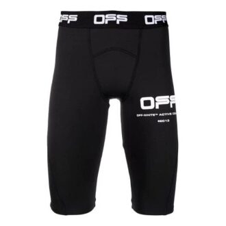 Shorts de sport élastique souple imprimé logo SS21, coupe ajustée, noir