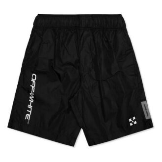 Shorts de sport Off-White pour homme C/O VIRGIL ABLOH avec logo à la taille, noir