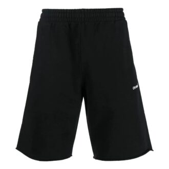 Shorts de sport Off-White pour homme FW22, couleur unie, imprimé logo, taille élastiquée, version standard, noir