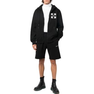 Shorts de sport Off-White pour homme FW22, couleur unie, imprimé logo, taille élastiquée, version standard, noir
