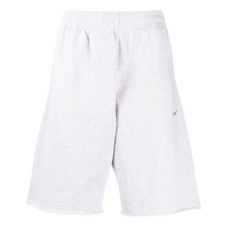 Shorts de sport à taille élastique avec logo imprimé, couleur unie, version blanche