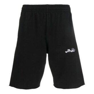 Shorts de sport unie avec logo imprimé Off-White pour homme, collection printemps-été 2022, noir