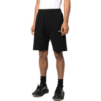 Shorts droit ample Off-White pour homme, collection printemps-été 2022, imprimé logo alphabétique, noir Shorts droit ample Off-White pour homme, collection printemps-été 2022, imprimé logo alphabétique, noir