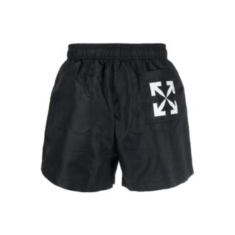 Shorts droit noir à taille élastique et logo imprimé Off-White pour homme SS22 Shorts droit noir à taille élastique et logo imprimé Off-White pour homme SS22
