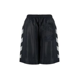 Shorts droit à taille élastique en twill imprimé Off-White pour homme, collection SS22, version standard, noir Shorts droit à taille élastique en twill imprimé Off-White pour homme, collection SS22, version standard, noir