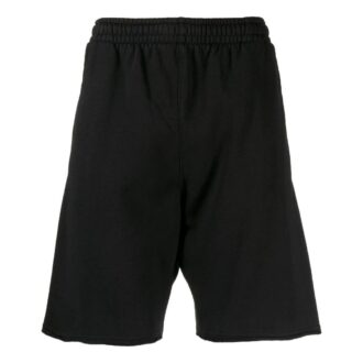 Shorts droit à taille élastique et imprimé au dos unicolore Off-White pour homme, noir Shorts droit à taille élastique et imprimé au dos unicolore Off-White pour homme, noir