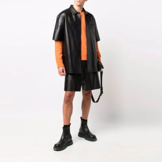Shorts en cuir Off-White pour homme SS21, coupe ample, noir Shorts en cuir Off-White pour homme SS21, coupe ample, noir