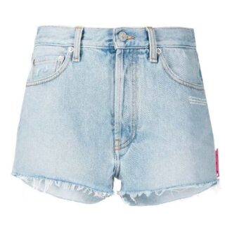 Shorts en denim délavé avec logo Off-White, version ordinaire, bleu Shorts en denim délavé avec logo Off-White, version ordinaire, bleu