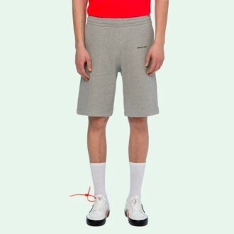 Shorts gris à petit logo imprimé