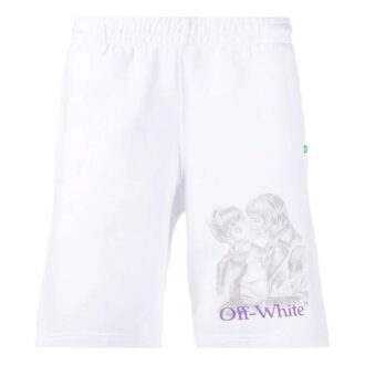Shorts à imprimé portrait, blanc