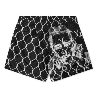 Shorts à imprimé portrait noir et blanc