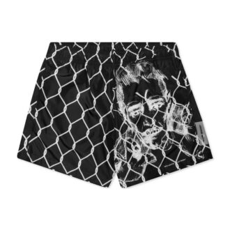 Shorts à imprimé portrait noir et blanc