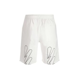 Shorts large imprimé logo couleur unie FW22, blanc
