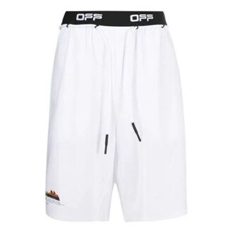Shorts Off-White pour homme avec logo et flèche à la taille, blanc