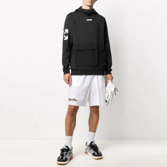 Shorts Off-White pour homme avec logo et flèche à la taille, blanc
