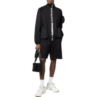 Shorts Off-White pour homme FW22, version standard, avec logo sur le côté et taille élastiquée, noir