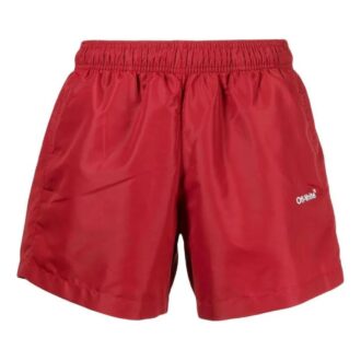 Shorts Off-White pour homme SS22 unie avec logo imprimé, rouge