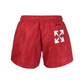Shorts Off-White pour homme SS22 unie avec logo imprimé, rouge