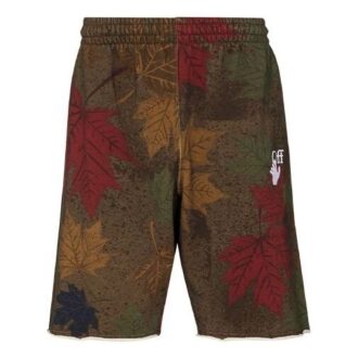 Shorts pour homme FW20 à motif camouflage feuillage et flèches appliquées, kaki/vert