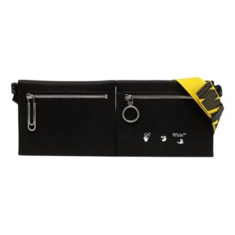 Série imprimée Sac banane à fermeture éclair de style industriel Noir