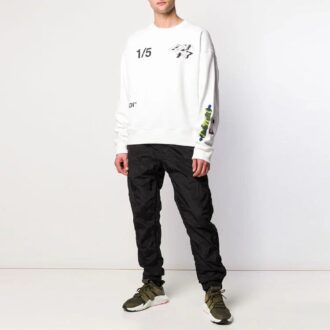 SS19 Sweat-shirt polaire imprimé personnages de dessins animés pour homme, blanc
