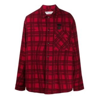 SS20 Back Arrows Sketch Chemises à carreaux pour homme Rouge Noir