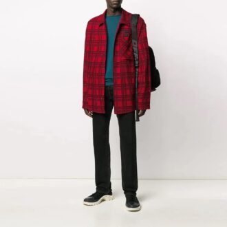 SS20 Back Arrows Sketch Chemises à carreaux pour homme Rouge Noir