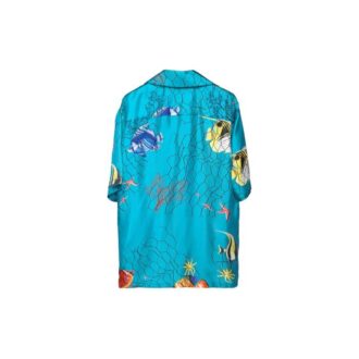 SS20 Chemise à shorts en résille bleue avec nœud