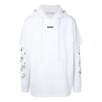 SS20 Sweat à capuche imprimé ruban d&rsquo;aéroport pour homme Blanc