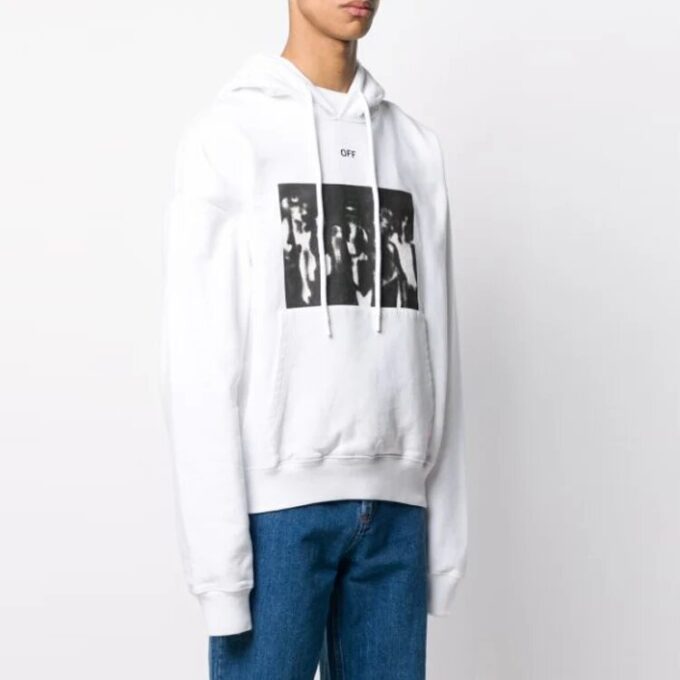 SS20 Sweat oversize blanc à motif peint à la bombe