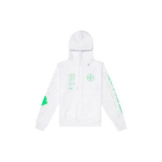 SS20 Sweat-shirt à capuche blanc avec croquis d’Arrows dans le dos, logo pour homme, coupe normale