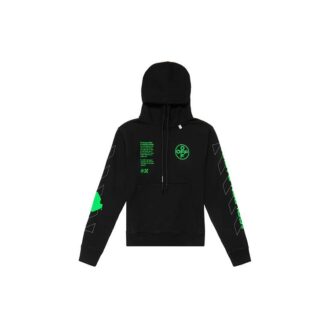 SS20 Sweat-shirt à capuche noir avec croquis d’Arrows dans le dos, logo pour homme, coupe normale