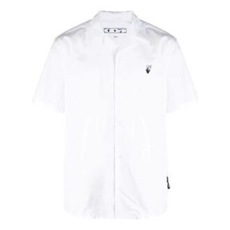 SS21 Chemise à manches courtes avec micro-logo sur la poitrine, blanche
