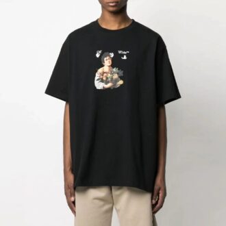 SS21 Imprimé cartoon, manches courtes, coupe ample, noir