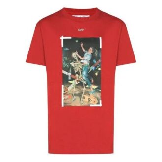 SS21 Imprimé Col rond Shorts Manches courtes Coupe ample Rouge