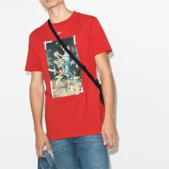 SS21 Imprimé Col rond Shorts Manches courtes Coupe ample Rouge