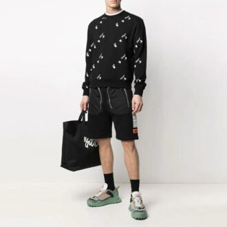 SS21 Imprimé Coupe ajustée Col rond Noir