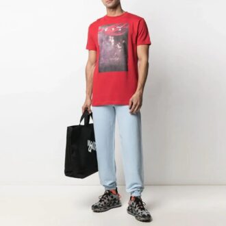SS21 Imprimé flèche, manches courtes, coupe ample, rouge